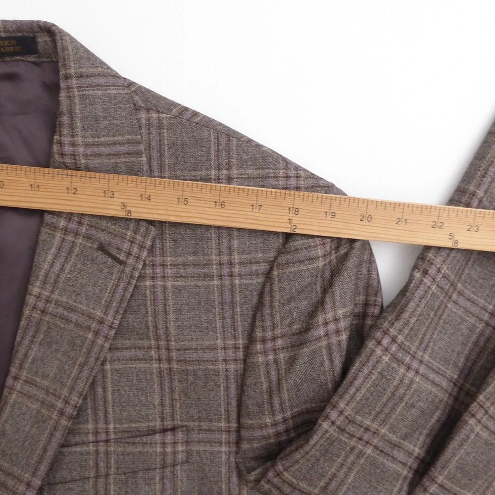 Jos A Bank Mens Jab Suit Jacket Blazer Brown Plaid Wool Reserve 42L Traditional